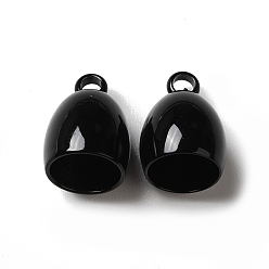 Black Spray Painted 201 Stainless Steel Cord Ends, End Caps, Bell, Black, 12.5x9mm, Hole: 1.8mm, Inner Diameter: 8mm