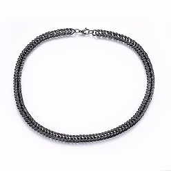 Antique Silver 304 Stainless Steel Curb Chain Necklaces, with Lobster Claw Clasps, Antique Silver, 23.62 inch(60cm), 11mm