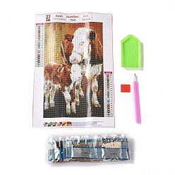 Vache 5d bricolage diamant peinture animaux kits de toile, avec des strass de résine, stylo collant diamant, plaque de plateau et pâte à modeler, modèle de bétail, 30x20x0.02 cm