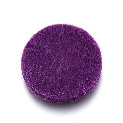 Púrpura Almohadillas de perfume de fibra, Almohadillas para locket de difusores de aceites esenciales, plano y redondo, púrpura, 22x3 mm