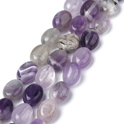 Amethyst Natural Amethyst Beads Strands,, Oval, 8x6x3.5~4mm, Hole: 1mm, about 45~52pcs/strand, 15.16~15.74 inch(38.5~40cm)