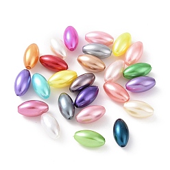 Couleur Mélangete Perles de nacre en plastique ABS, riz, couleur mixte, 13.5x7.5mm, Trou: 1.6mm, environ1428 pcs / 500 g