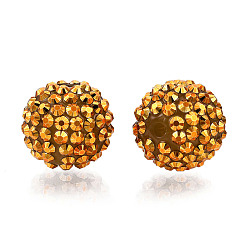 Orange Ab-perles de couleur strass de résine, avec des perles rondes acryliques à l'intérieur, pour les bijoux de bubblegum, orange, 20x18mm, Trou: 2~2.5mm