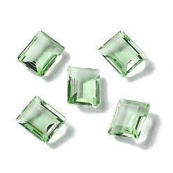 Светло-зеленый Прозрачные стеклянные кабошоны со стразами, граненые, прямоугольные, назад назад, светло-зеленый, 10x8x4.5 мм