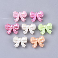 Mixed Color Opaque Acrylic Beads, AB Color Plated, Bowknot, Mixed Color, 15x20x8mm, Hole: 3mm, about 595pcs/500g