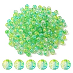Yellow Green 50G Transparent Crackle Acrylic Beads, Round, Yellow Green, 8x7.5mm, Hole: 1.8mm