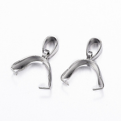 Stainless Steel Color 304 Stainless Steel Pendant Pinch Bails, Stainless Steel Color, 14x12x4.5mm, Hole: 6x3.5mm