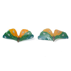 Green Plastic Pendants, Leaf, Green, 16x30.5x3.5mm, Hole: 0.9mm