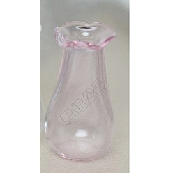 Lavender Blush Miniature Glass Vase Ornaments, Micro Toys Dollhouse Accessories Pretending Prop Decorations, Lavender Blush, 28x16mm