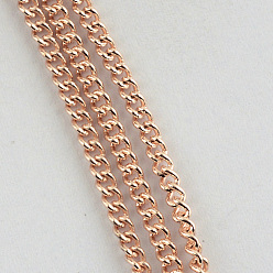 Rose Gold Unwelded Iron Curb Chains, with Spool, Rose Gold, 2.7x2x0.6mm, about 328.08 Feet(100m)/roll