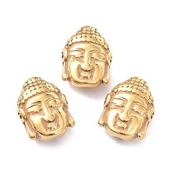 Golden Ion Plating(IP) 304 Stainless Steel Beads, Buddha Head, Golden, 14.5x11x6mm, Hole: 2.3mm