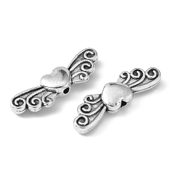 Antique Silver Tibetan Style Alloy Beads, Cadmium Free & Lead Free, Heart, Antique Silver, 24x7x4mm, Hole: 1mm