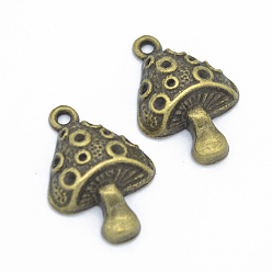 Bronze Antique Pendentifs en alliage, pour la fabrication de bijoux, champignons, bronze antique, 26x18mm, Trou: 2mm