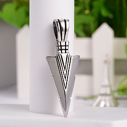 Antique Silver Retro 316 Surgical Stainless Steel Arrow Head Big Pendants, Antique Silver, 56x20x4.5mm, Hole: 10x6.5mm