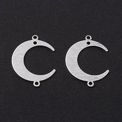 Silver Brass Link Connectors, Long-Lasting Plated, Moon, Silver Color Plated, 16.5x22x0.8mm, Hole: 1.2mm