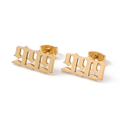 Number Angel Number Earrings, 304 Stainless Steel Stud Earrings for Women, Num.9, 7x15mm, Pin: 0.7mm