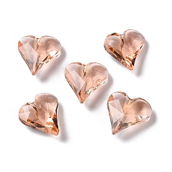 PeachPuff Glass Rhinestone Cabochons, Faceted, Heart, Pointed Back, PeachPuff, 12x12x5mm