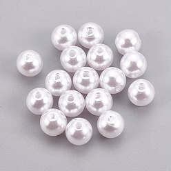 White ABS Plastic Imitation Pearl Beads, Round, White, 4mm, Hole: 1.6mm, about 15000pcs/500g