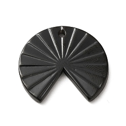 Electrophoresis Black 304 Stainless Steel Pendants, Fan Charm, Electrophoresis Black, 18x20x2mm, Hole: 1.3mm