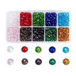 Mixed Color Glass Beads, Faceted, Rondelle, Mixed Color, 6x5mm, Hole: 1mm, 10 colors, 100pcs/color, 1000pcs/box