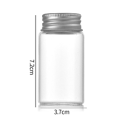 Plata Botellas de vidrio transparente contenedores de cuentas, tubos de almacenamiento de cuentas con tapa de rosca y tapa de aluminio, columna, plata, 3.7x7 cm, capacidad: 50 ml (1.69 fl. oz)