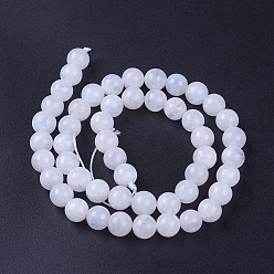 Rainbow Moonstone Natural Rainbow Moonstone Beads Strands, Grade AB, Round, 8mm, Hole: 1mm, about 50pcs/strand, 15.3 inch(39cm)