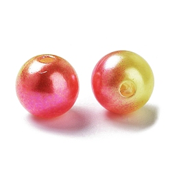 Brique Rouge Perles en plastique imitation perles arc-en-abs, perles de sirène gradient, ronde, firebrick, 5.5~6x5~5.5mm, Trou: 1.5mm, environ5000 pcs / 500 g