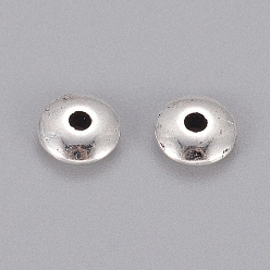 Античное Серебро Разделители для бусин, тибетский стиль, без свинца и без кадмия, плоско-круглые, античное серебро, 6x2 мм, отверстие : 1.5 мм
