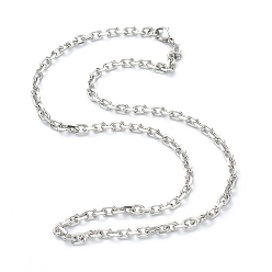 Stainless Steel Color 304 Stainless Steel Cable Chain Necklaces, with Lobster Claw Clasps, Faceted, Stainless Steel Color, 19.60 inch(49.8cm), 5mm