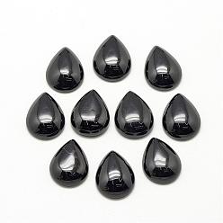 Black Stone Natural Black Stone Cabochons, teardrop, 25x17~18x6mm