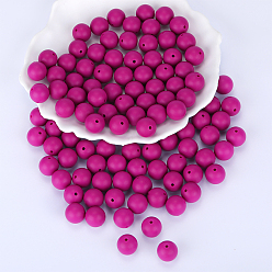 Pourpre Perles focales rondes en silicone, perles à mâcher pour les jouets de dentition, Diy soins infirmiers colliers faisant, pourpre, 15mm, Trou: 2mm