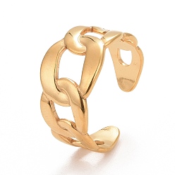 Oro Chapado de iones (ip) 304 anillo de acero inoxidable con forma de cadena de bordillo para mujer, dorado, tamaño de EE. UU. 8 1/2 (18.5 mm)