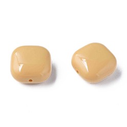 Bois Solide Perles acryliques opaques, carrée, burlywood, 15x15x7.5mm, Trou: 1.2mm, environ375 pcs / 500 g
