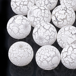 Blanc Peint à la bombe perles rondes acrylique, blanc, 20mm, trou: 3 mm, environ 114 pcs / 500 g