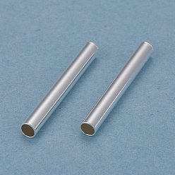 925 Sterling Silver Plated Brass Tube Beads, Long-Lasting Plated, Tube, 925 Sterling Silver Plated, 20x2.5mm, Hole: 2mm