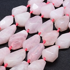 Quartz Rose Naturel a augmenté perles de quartz brins, facette, larme, 26~41x12~20mm, Trou: 2mm, Environ 10~11 pcs/chapelet, 15.7 pouce (40 cm)