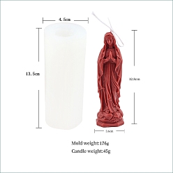 Blanco Moldes de velas de silicona diy virgen maría, molde de silicona para aromaterapia hecho a mano, blanco, 13.5x4.5 cm