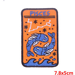 Pisces Rectangle with Constellation Computerized Embroidery Cloth Iron on/Sew on Patches, Costume Accessories, Pisces, 78x50mm