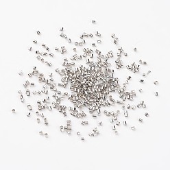 Platine Perles à écraser en laiton , Tube, platine, 1.5x1.5mm, Trou: 1mm