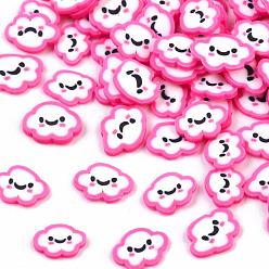 Pink Ручной полимерной глины украшения искусства ногтя, Модные уходу за ногтями, без отверстия , облако, розовые, 3~5x5~7x0.5~1.5 мм
