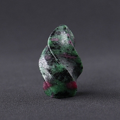 Rubis Zoïsite Rubis naturel dans des décorations d'affichage en zoisite, figurine en pierre d'énergie reiki, flamme, 38x23.5mm