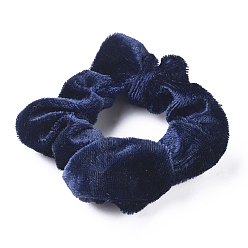 Prussian Blue Velvet Cloth Hair Accessories, for Girls or Women, Velvet Elastic Hair Bands, Scrunchie/Scrunchy Hair Ties, Ponytail Holder, Prussian Blue, 2~3mm, Inner Diameter: 35~43mm