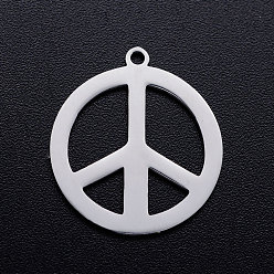 Stainless Steel Color 201 Stainless Steel Pendants, Peace Sign, Stainless Steel Color, 21x19x1mm, Hole: 1.4mm