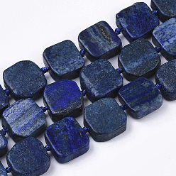 Lapis Lazuli Lapis-lazuli, brins de perles naturels , cire colorée, rectangle, 15~19x16~18x5~9mm, Trou: 1.2mm, Environ 19~20 pcs/chapelet, 15.94 pouces~16.65 pouces (40.5cm~42.3cm)