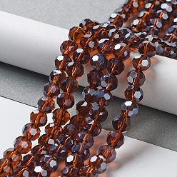 Terre De Sienne Perles en verre electroplate, perle plaquée lustre, à facettes (32 facettes), ronde, Sienna, 8x7mm