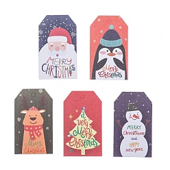 Mixed Shapes Paper Gift Tags, Hang Tags, with Jute Twine, for Christmas Decoration, Christmas Themed Pattern, 7.6x4.5x0.02cm, Hole: 5mm, 50pcs/bag
