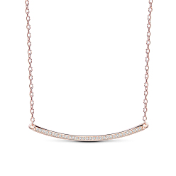 Oro Rosa Collar con colgante de plata esterlina clásica 925 shegrace, con micro pavimenta aaa arco de circonio cúbico, oro rosa, 15.7 pulgada