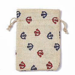 Anchor & Helm Burlap Packing Pouches Drawstring Bags, Rectangle, Navajo White, Anchor & Helm, 13.5~14x10x0.35cm