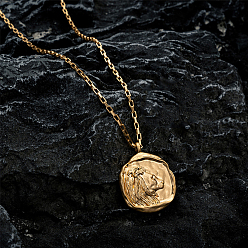 Lion Collier chaîne torsadée en acier inoxydable, Collier pendentif constellation en acier titane pour femme, lion, 17-3/4 pouce (45 cm)