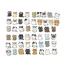 Cat Shape 50шт 50 стили наборы бумажных мультяшных наклеек, самоклеящиеся наклейки для скрапбукинга своими руками, оформление фотоальбома, Узор кошки, 42~49x45~51x0.2 мм, 1 шт / стиль